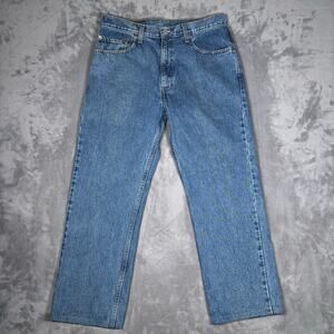 Levis 505 Jeans Men’s 34x30 Blue Straight Leg Vintage Y2K Hemmed (Fits 32x27)